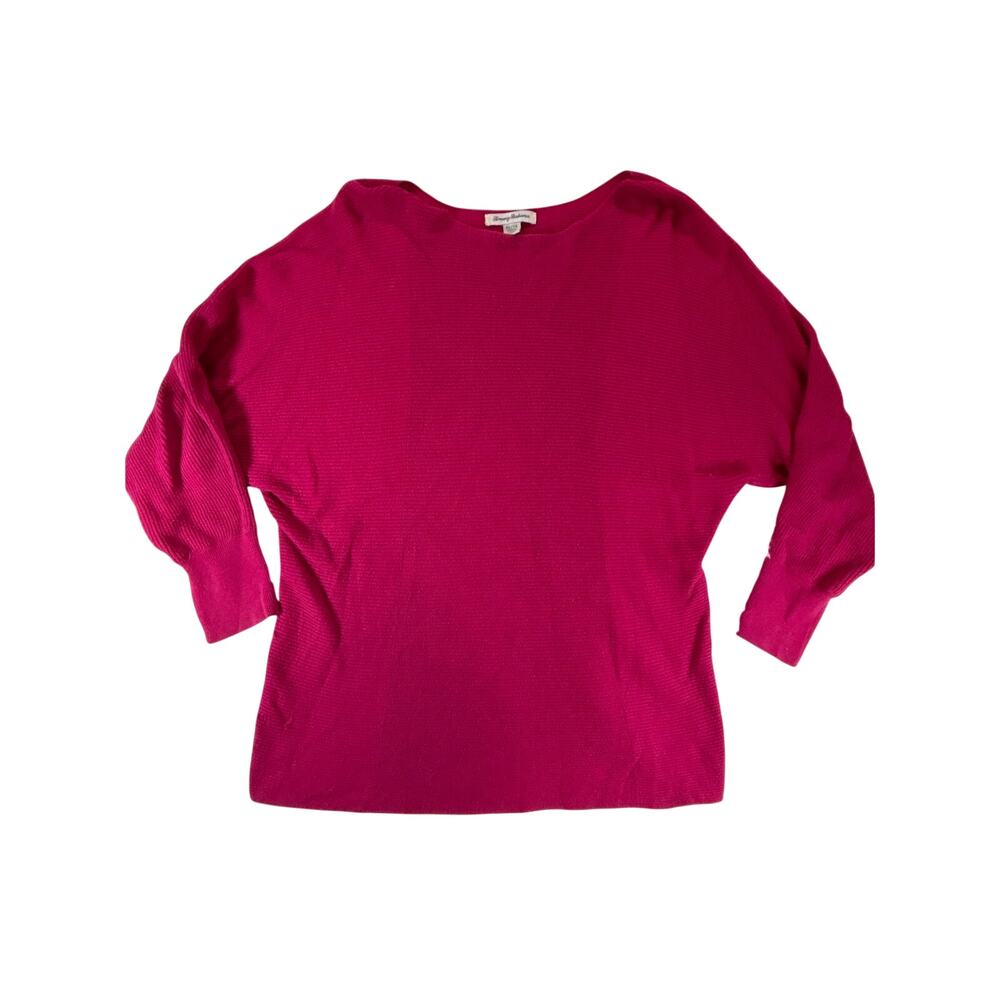 Tommy Bahama Bonita Dolman Knit Sweater Pink Red Boatneck Womens XL